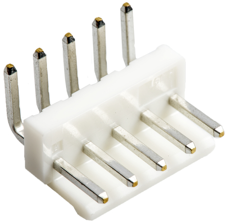 JST VH 系列 3.96mm节距 5路 (1排) 直角 PCB 针座, 焊接端接, 10A
