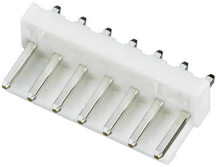 JST VH 系列 3.96mm节距 7路 (1排) 直向 PCB 针座, 焊接端接, 10A